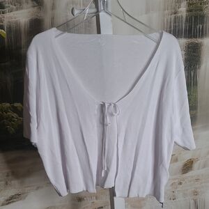 New with tags! Womens XL Tie-Front White Cropped Open Cardigan Sweater Top